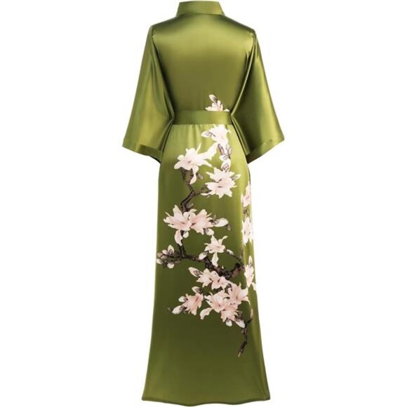 Robe Cover up with Box Long Floral Satin Sleepwear Silky - Picture 2 of 7